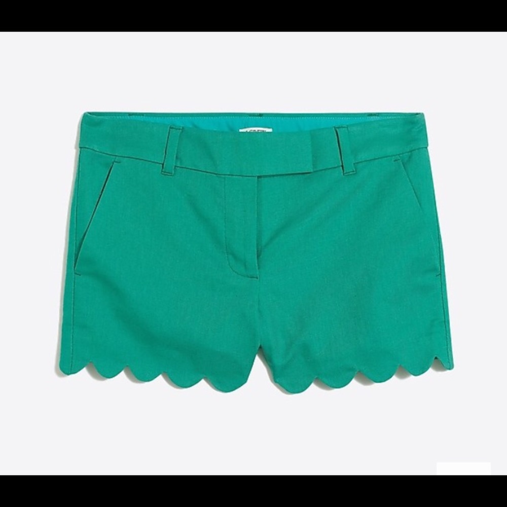 J. Crew 4” scalloped shorts- teal.
